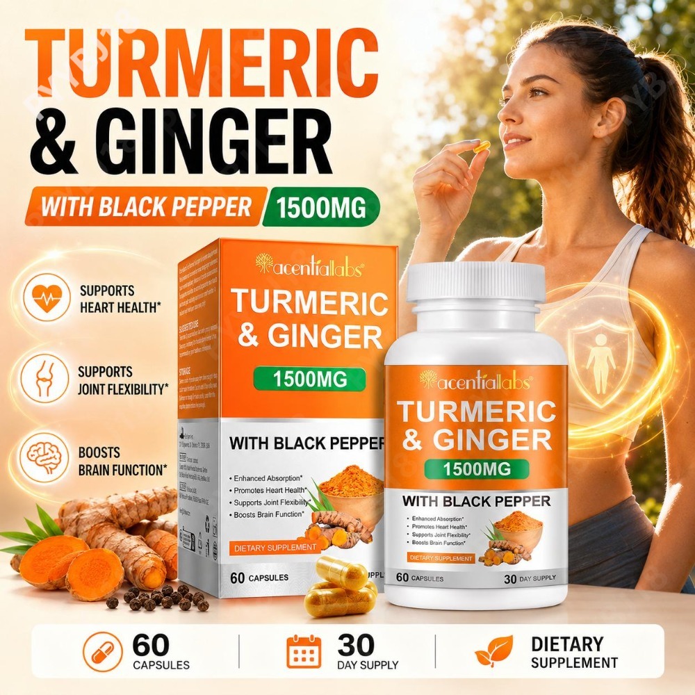 Turmeric Curcumin Capsule - 강황과 생강 캡슐, 블랙 페퍼 함유,