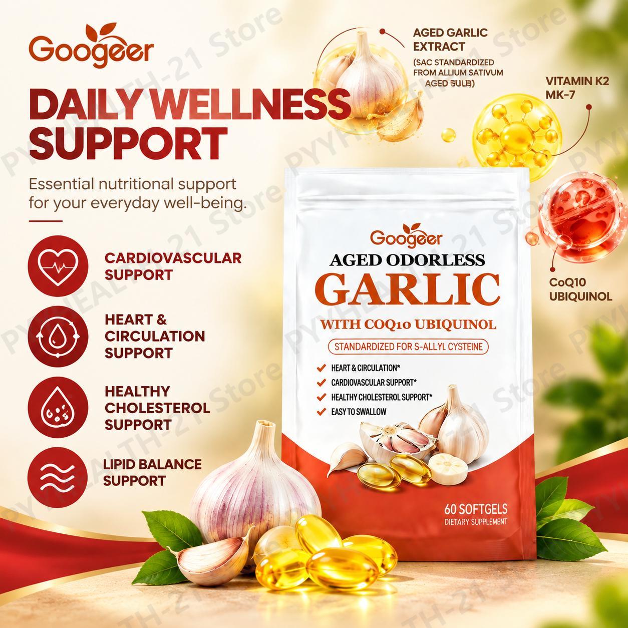 오래된 마늘 추출물로 만든 무향 소프트젤은 심혈관 건강 - Coq10 Ubiquinol Softgel 리뷰 및 가격