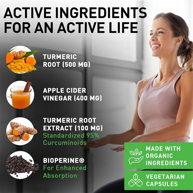 유기농 강황 뿌리 가루, 유기농 생강 가루, 사과식초  - Turmeric Curcumin Capsule 리뷰 및 가격
