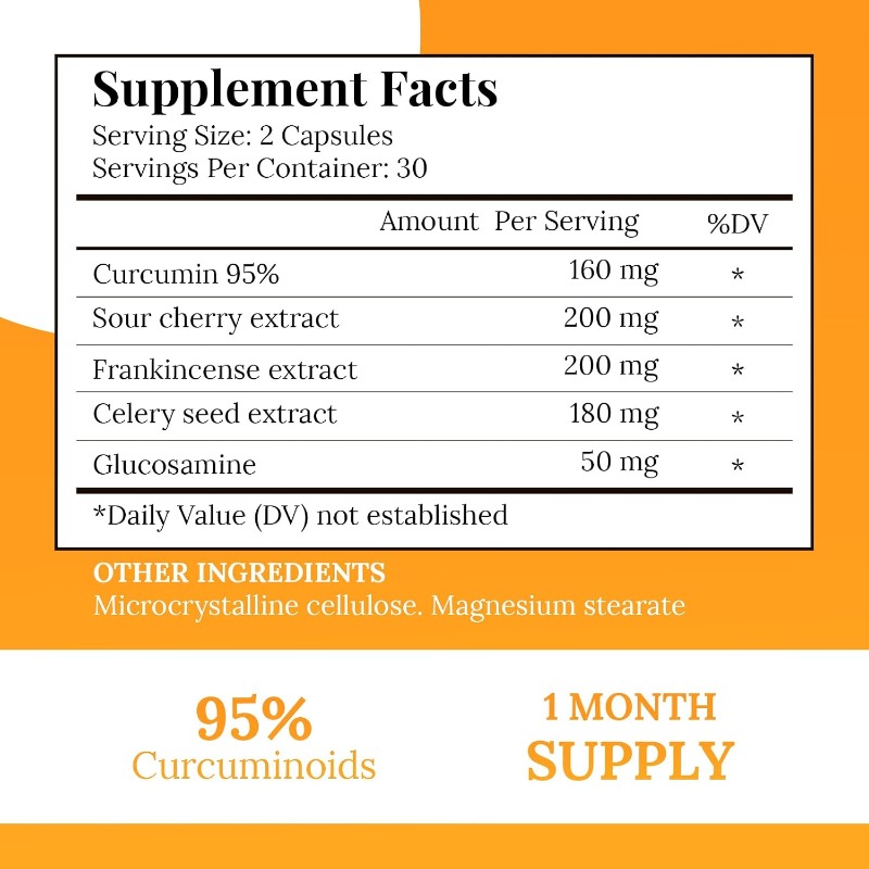 커큐민 95% 글루코사민 함유, 사우어 체리, 프랑킨센 - Turmeric Curcumin Capsule 리뷰 및 가격